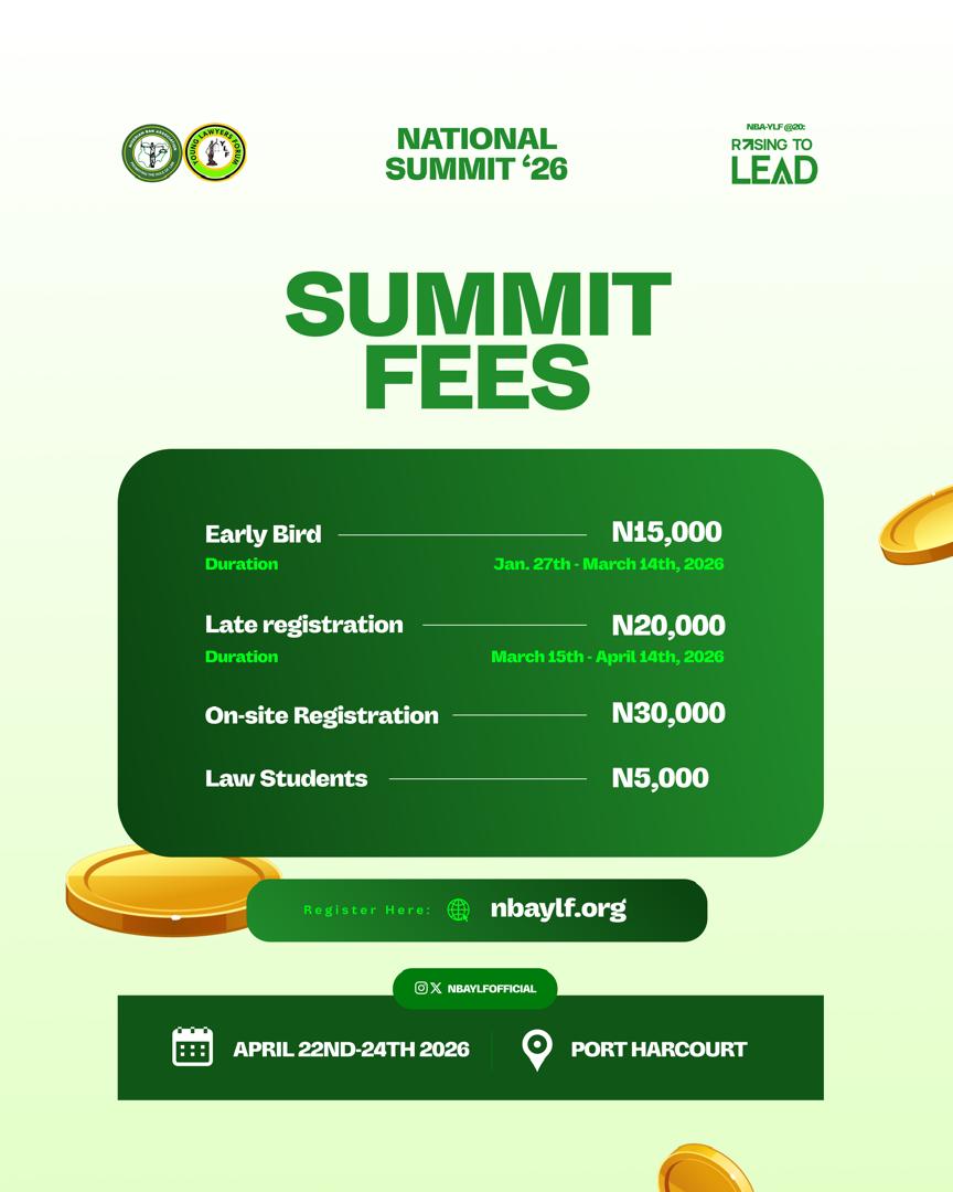NBA YLF Summit Fee Schedule